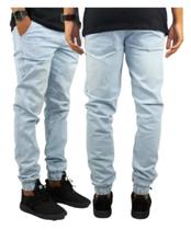 Calça Jogger Jeans Masculina Skinny Camuflada Com Elastico