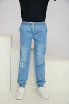 Calça Jogger Juvenil Infantil Sarja Cargo Punho Elástico