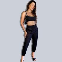 Calça Jogger Linho Preta - Cor Preto