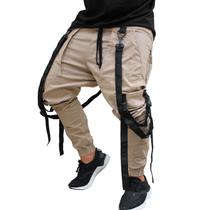 Calça Jogger Masculina BEGE Trend Suspenders Tracks