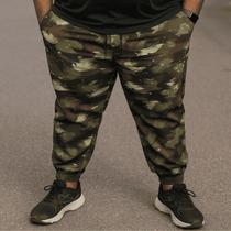 Calça Jogger Masculina Camuflada Plus Size Tamanho Especial Extra Grande