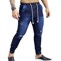 Calça Jogger Masculina Jeans Com Elastano Destroeyd Calça Jogger Masculina Jeans Com Elastano Destroeyd