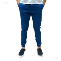 Calça Jogger Masculina Jeans Sarja Elastano Punho Elástico