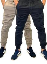 calça jogger masculina Kit com 2 unidades calça com elastano e punho envio rapido