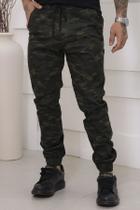 Calça Jogger Masculina Sarja Camuflada com Cordão Ajustável Calça Jogger Masculina Sarja Camuflada com Cordão Ajustável