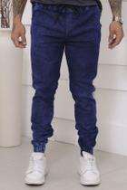 Calça Jogger Masculina Sarja Jeans com Cordão Ajustável