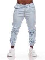 Calça Jogger Masculina Sarja Preto Bege Com Punho Elástico alfaiataria