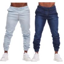 Calça Jogger Masculina Slim Sarja Com Punho Elástico alfaiataria Swag Sport Fino Jeans