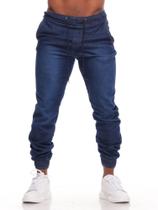 Calça Jogger Masculina Slim Sarja Com Punho