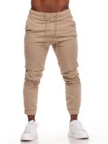 Calça Jogger Masculina Slim Sarja e Jeans Com Punho Elástico