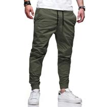 Calça Jogger Masculina Verde C/ Punho Lycra Elastano - Kaimu Jeans Calça Jogger Masculina Verde C/ Punho Lycra Elastano - Kaimu Jeans