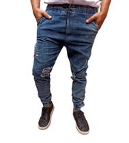 Calça jogger masculino preto lisa e rasgada elastano jeans e sarja pronta entrega lançamento