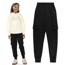 Calça Jogger Menina Juvenil Mod.me em Moletom Felpado na cor Preta Tamanho:14 Calça Jogger Menina Juvenil Mod.me em Moletom Felpado na cor Preta Tamanho:14