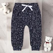 Calça Jogger Minimalista Florestinha Preta para Bebê