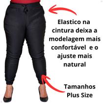 Calça Jogger Plus Size Feminina Com Punho Bolso em Bengaline