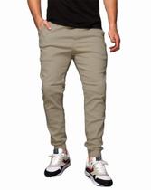 Calça Jogger Plus Size Sarja Masculina Skinny Com Punho S01plus