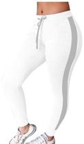 Calça Jogger Roupa Feminina Listrada Na Lateral Plus Size