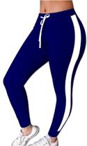 Calça Jogger Roupa Feminina Listrada Na Lateral Plus Size