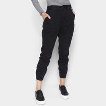 Calça Jogger Sarja Cambos Cintura Alta Feminina