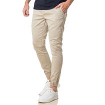 Calça Jogger Sarja Masculina Color Cós De Elástico Com Bolso