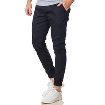 Calça Jogger Sarja Masculina Color Cós De Elástico Com Bolso