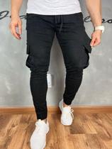 Calça Jogger Sarja Masculina Skinny Cargo Com Elastano JST Jeans
