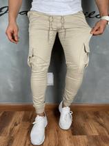 Calça Jogger Sarja Masculina Skinny Cargo Com Elastano JST Jeans Calça Jogger Sarja Masculina Skinny Cargo Com Elastano JST Jeans