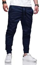 Calça Jogger Sarja Relaxado Jogger Liso Masculina Esporte