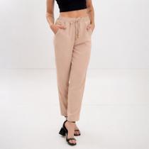 Calça Jogger Slim Feminina Duna Crepe Punho Sem Elástico Com Bolso e Cordão