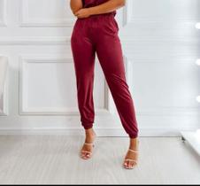 Calça jogger suede casual roupas femininas