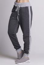 Calça Jogger Unissex Bicolor Moletom Slim Flanelado