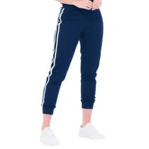 Calça Jogging com Listras brancas Barra nas Pernas e Elástico no Cós Duplo (Dry Sport) Feminino
