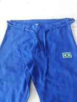 Calça Judô e Jiujitsu Cor Azul Royal Tamanho A3 Brim Pesado 100% Algodão - Glulan