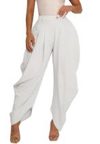 Calça justa casual larga e cônica de cintura alta Feminina branca L Calça justa casual larga e cônica de cintura alta Feminina branca L