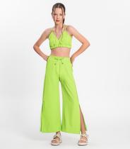 Calça Juvenil Feminina Em Crepe Light Minty Verde Calça Juvenil Feminina Em Crepe Light Minty Verde