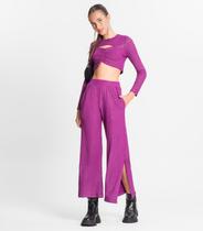 Calça Juvenil Feminina Em Ribana Canelada Minty Roxo Calça Juvenil Feminina Em Ribana Canelada Minty Roxo