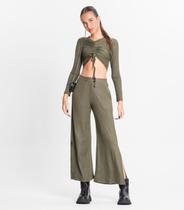 Calça Juvenil Feminina Em Ribana Canelada Minty Verde Calça Juvenil Feminina Em Ribana Canelada Minty Verde