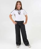 Calça Juvenil Jeans Wide Leg Marisa Tam 10 a 16 Preto-77119 Calça Juvenil Jeans Wide Leg Marisa Tam 10 a 16 Preto-77119