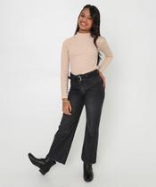 Calça Juvenil Jeans Wide Leg Tam 10 a 16 Preto-77101 Calça Juvenil Jeans Wide Leg Tam 10 a 16 Preto-77101