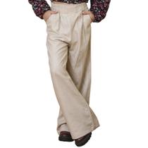 Calça Juvenil Look Jeans Pantalona Bege Calça Juvenil Look Jeans Pantalona Bege