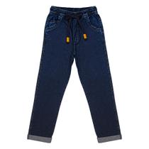 Calça Juvenil Look Jeans Reta Moletom Jeans