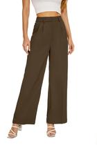 Calça KICZOY Cintura Alta Pantalona Pregas Marrom Escuro Calça KICZOY Cintura Alta Pantalona Pregas Marrom Escuro