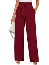 Calça KORSIS Perna Larga Vinho Vermelho XXL com Nó de Laço Calça KORSIS Perna Larga Vinho Vermelho XXL com Nó de Laço