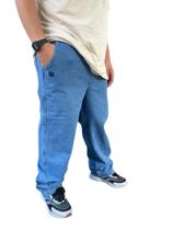 Calça kost reta bordado preto - jeans medio escuro Calça kost reta bordado preto - jeans medio escuro