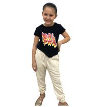 Calça Kukiê Jogger Infantil Bege Estilosa Calça Kukiê Jogger Infantil Bege Estilosa