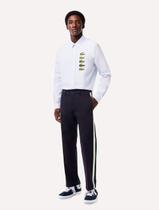 Calça Lacoste Masculina Sarja Chino Straight Fit Contrast Stripe Azul Marinho