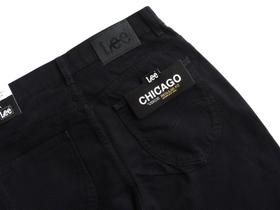 Calça Lee Chicago Masculina de Sarja Tradicional 100% Algodão Cintura Alta Preto