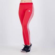 Calça Legging Adidas 3 Stripes Feminina Vermelha