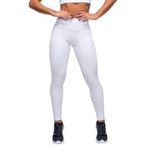 Calça LEGGING Branca Suplex Feminina, Cós Alto, Cintura Alta