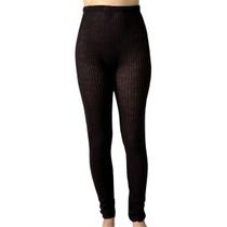 Calça Legging Canelada Grossa Lã Feminino Masculino Cós Alto Marrom